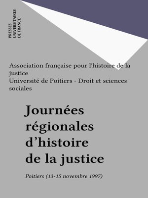 cover image of Journées régionales d'histoire de la justice